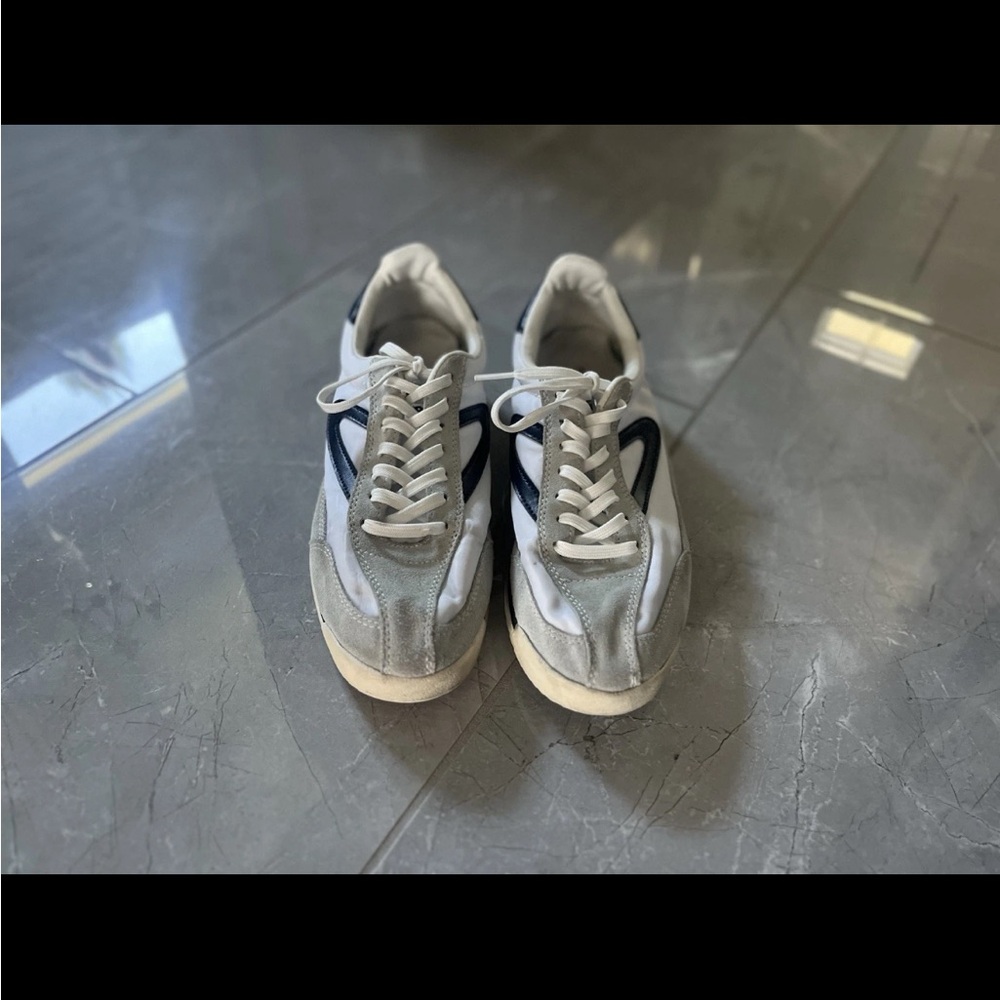 Tretorn Rawlins Tennis Suede Shoes Women’s Size 8M White Navy Sneakers Retro